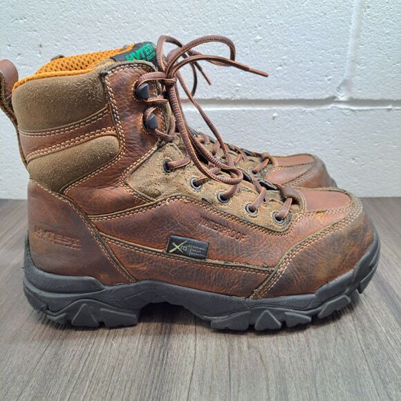 Hytest Steel Toe Boots. Brown Leather Lace Up Safty Shoes Men's Size 7 Wide - Picture 1 of 10